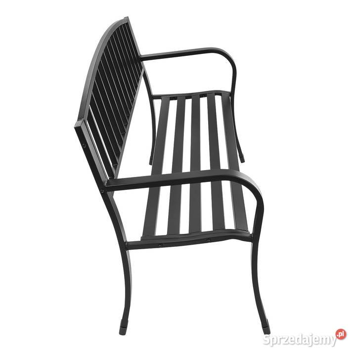 Metalowa ławka ogrodowa z oparciem parkowa taras wielkopolskie Poznań