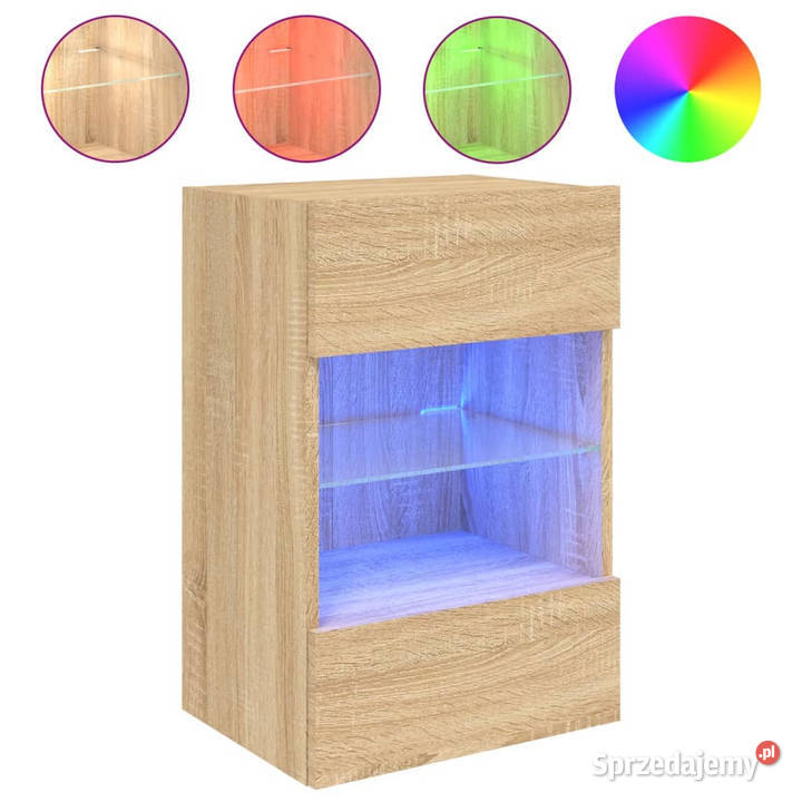 Ścienna szafka TV z LED dąb sonoma 40x30x605 Warszawa
