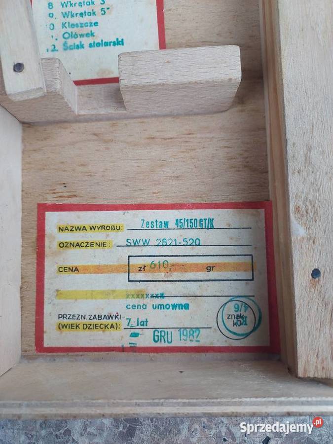 Zabawka PRL stary zestaw narzędziowy 45150GTK Tczew
