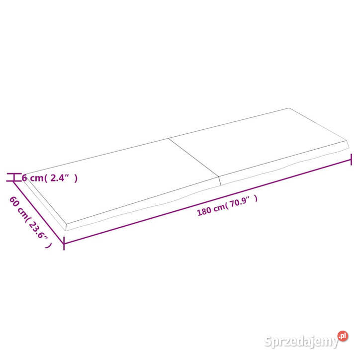 Półka brązowa 180x60x26 lakierowane lite drewno