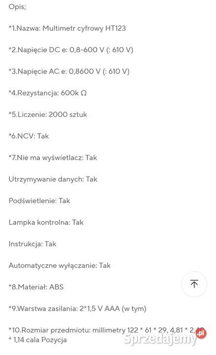 Multimetr cyfrowy HT123 tester elektroniczny Ruda Śląska