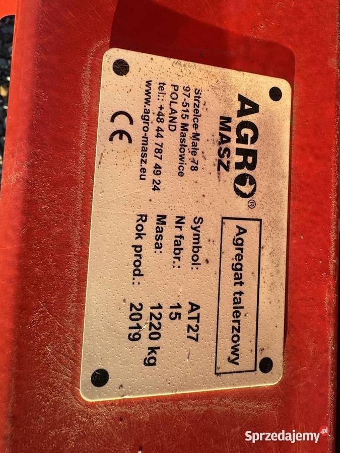 Brona talerzowa agro masz 27 wał packera Rolnictwo