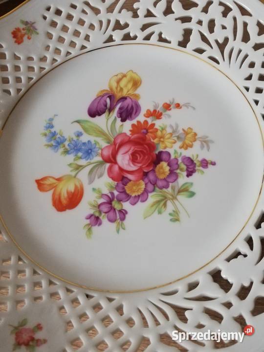 Sygnowane kwiatowe patery Porcelana i szkło Gorlice sprzedam