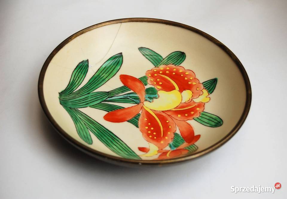 Patera orientalna porcelana biskwit mosiądz Lublin