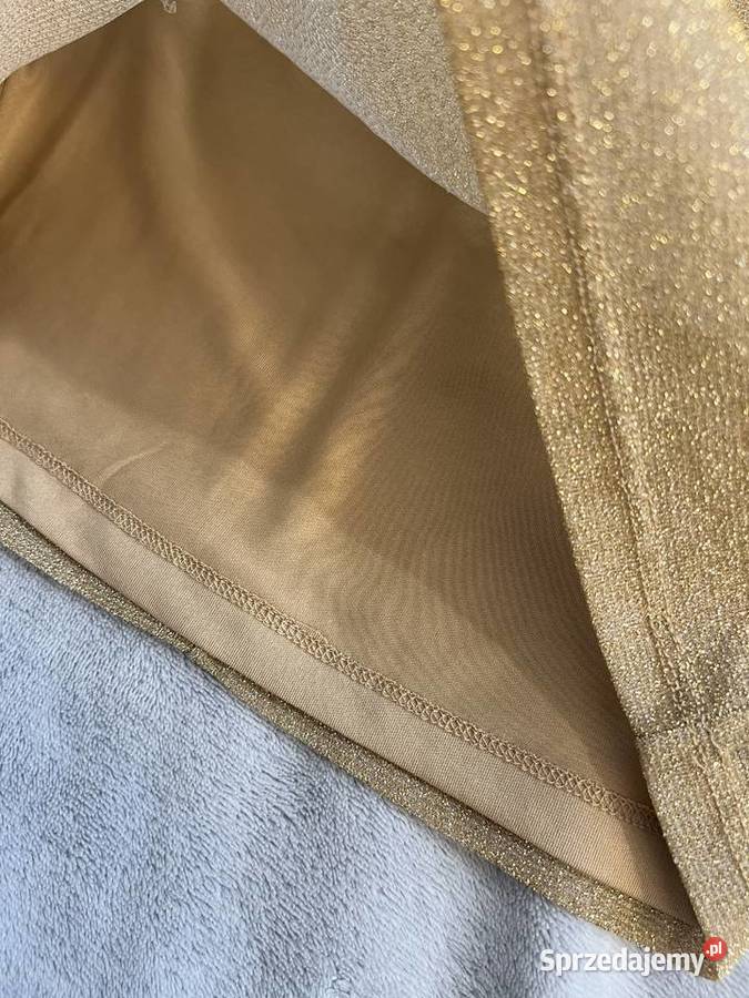 Sukienka krótka imprezowa złota z odkrytymi Moda i Styl podkarpackie Jasło