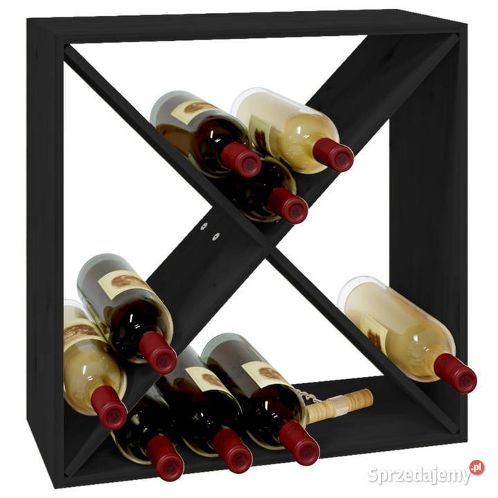Szafka na wino czarny 62x25x62 lite drewno