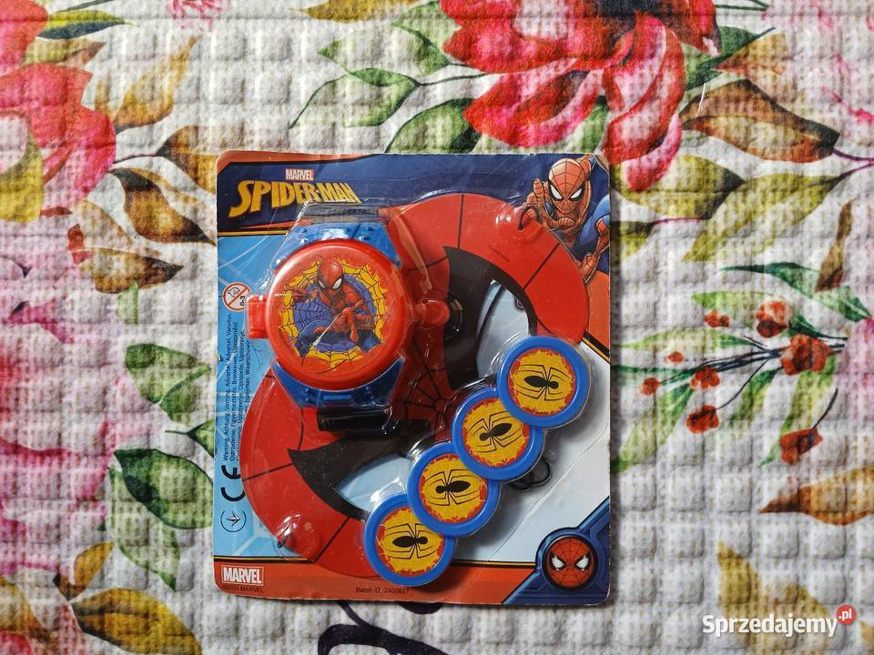 Spiderman zegarek wyrzutnia dyski maska zestaw sprzedam