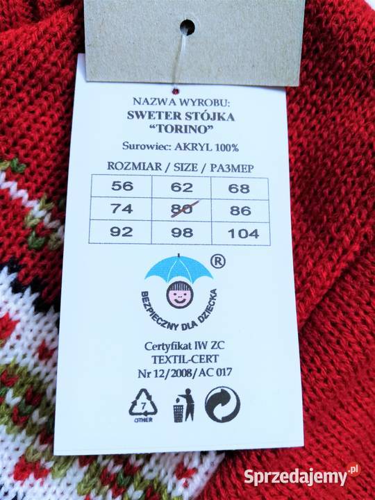 Nowy sweter Świąteczny ze stójką na zamek unisex Katowice sprzedam