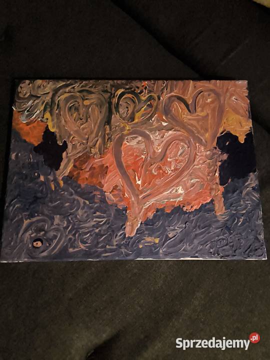 Obraz z motywem serc dynamiczna kolorowa Malarstwo dolnośląskie Dziadów Most
