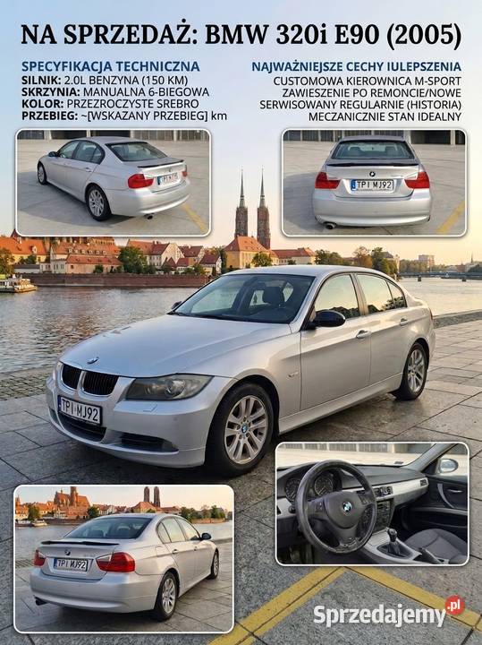 BMW E90 320i Sedan 20 Benzyna stan mechaniczny manualna Seria 3 Wrocław