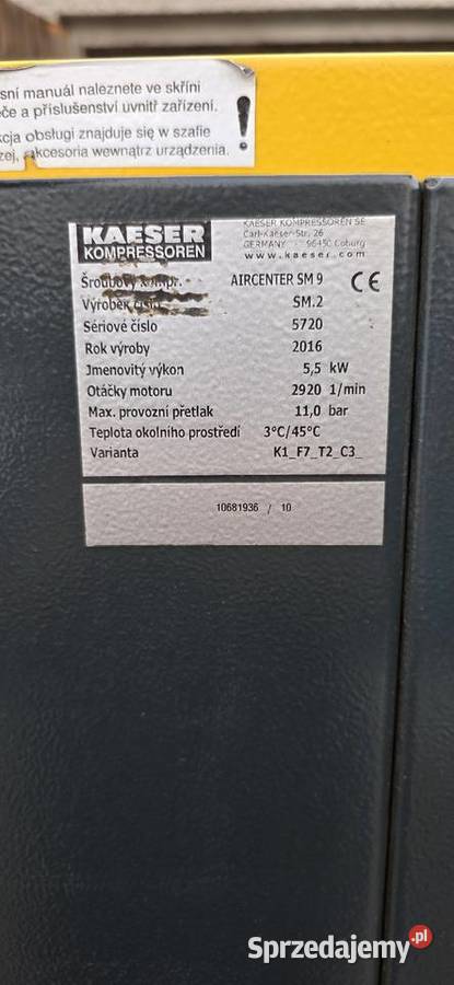Kompresor śrubowy Kaeser SM9 Aircenter 55 kW 11 Produkcja dolnośląskie Jelcz-Laskowice sprzedam