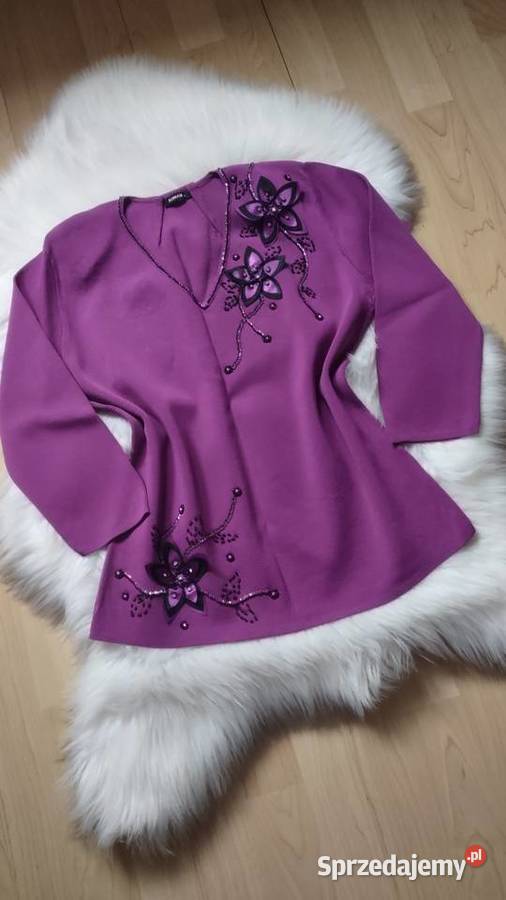 ROMAN bluzka rękaw 34 SM fioletowa fuksja