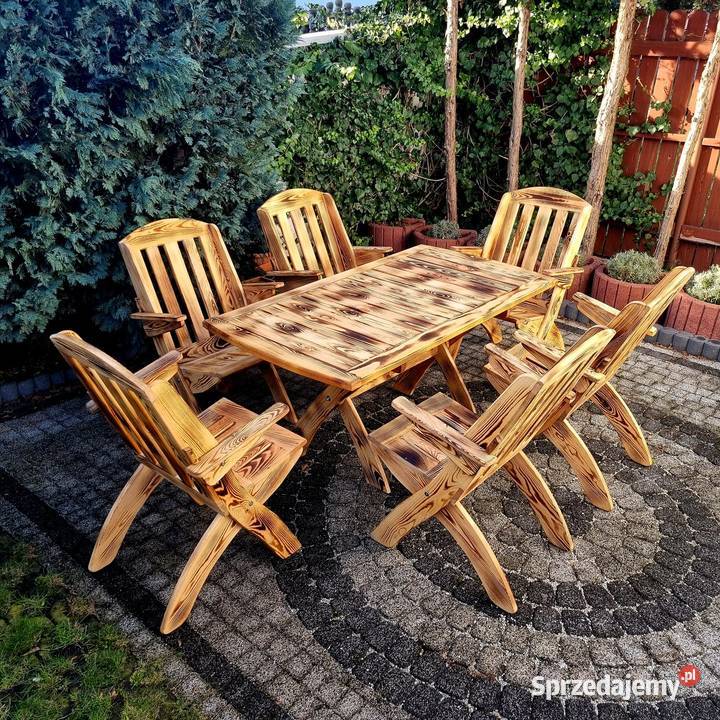 Meble ogrodowe z drewna opalanego meble składane