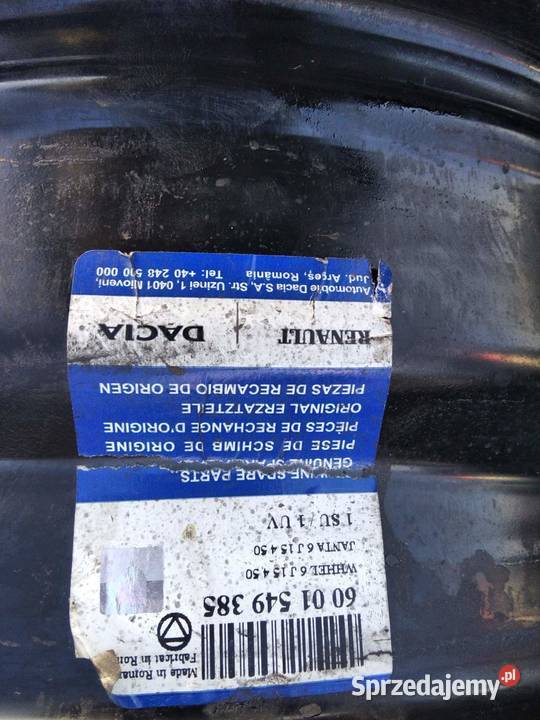 Felgi stalowe 15 renault dacia Nowy Tomyśl