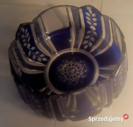 Stare niebieskie chyba kryształowe naczynie PRL Porcelana i szkło sprzedam
