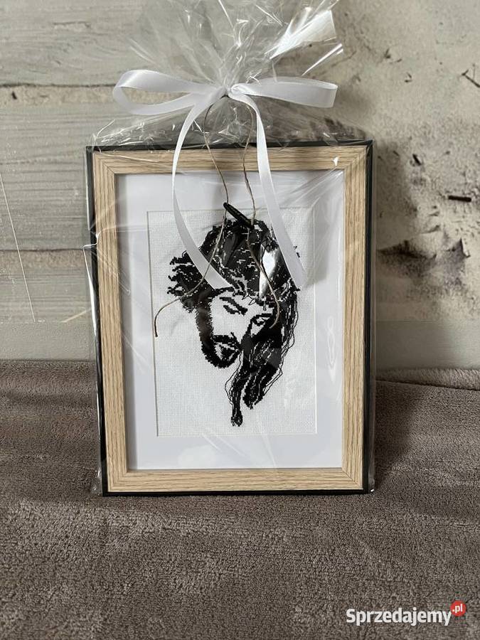 Obrazy religijne haft krzyżykowy Jezus Maryja Olsztyn