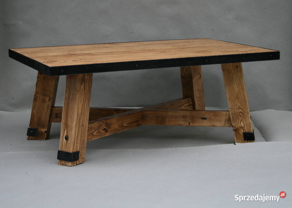stolik kawowy rustykalny ława lite drewno kuta podkarpackie Mielec