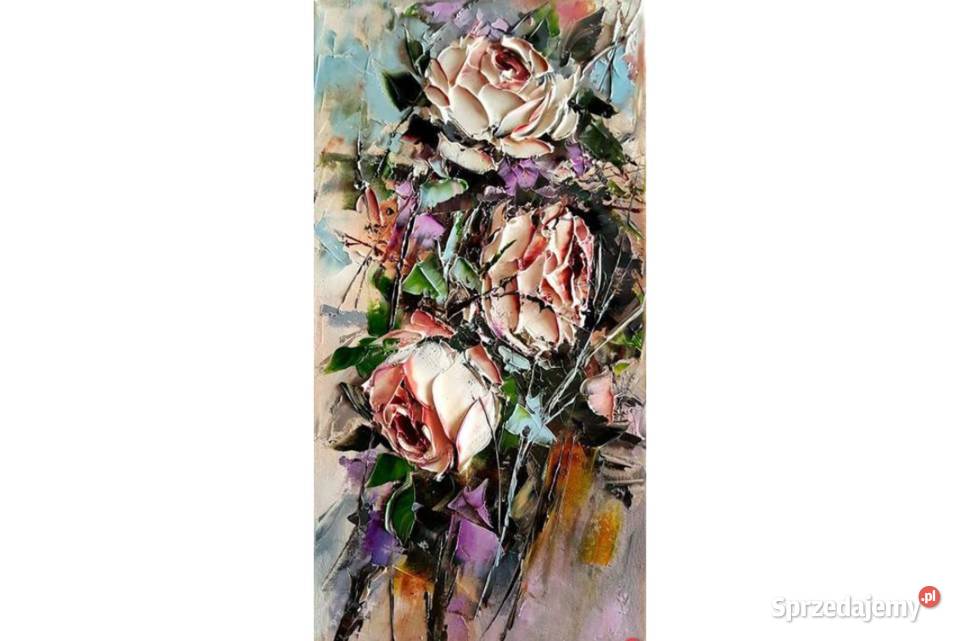 Obraz olejny 20x40 Róże Warszawa sprzedam