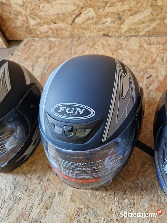 Kask Fgn Czarny Niebieski Biały Popielaty Sport Głogowa