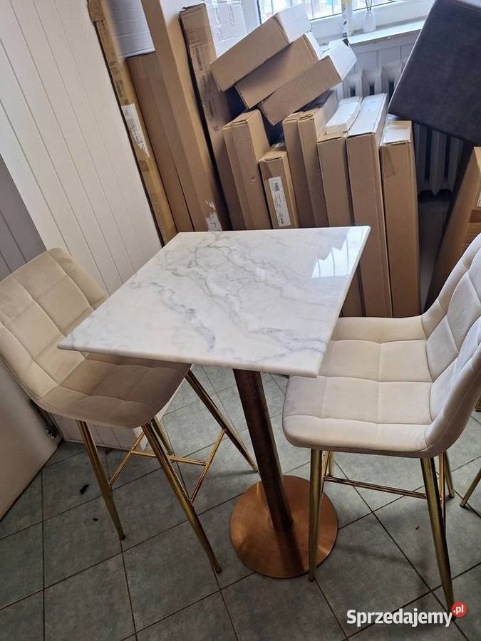 Stół marmurowy wysoki plus dwa hokery Poznań sprzedam