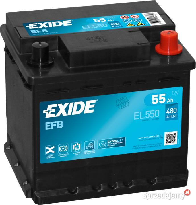 Akumulator Exide EFB 55Ah 480A EL550 STARTSTOP osobowe Bydgoszcz