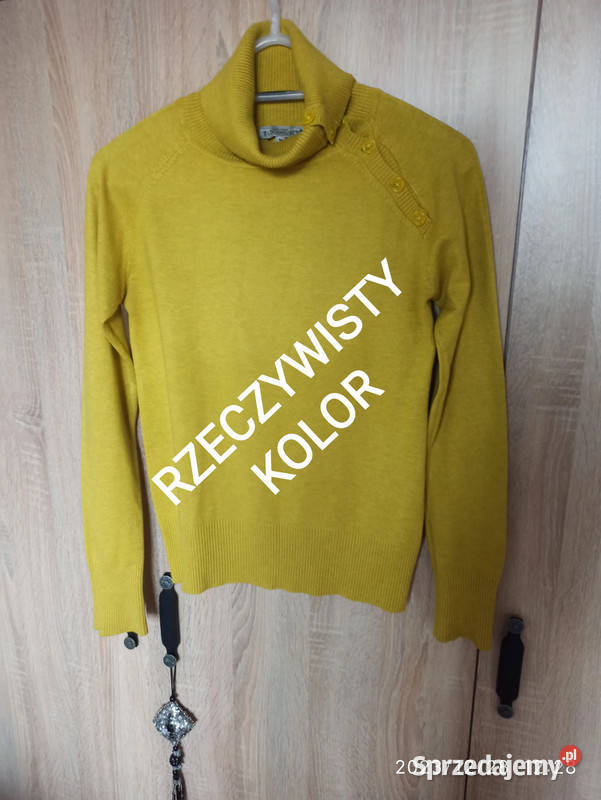 Sweter z rozpinanym golfem w kanarkowym kolorze Radzyń Podlaski sprzedam