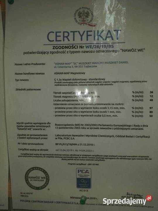 Wapno granulowane czarna kreda magnezowe kredowe Czarnożyły