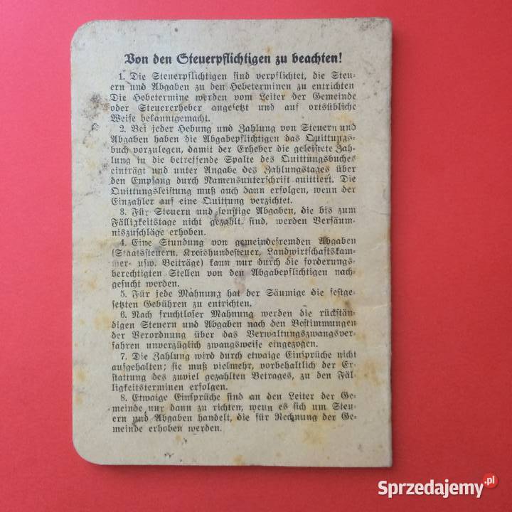 1796 Niemiecka Książeczka Opłat Dolice