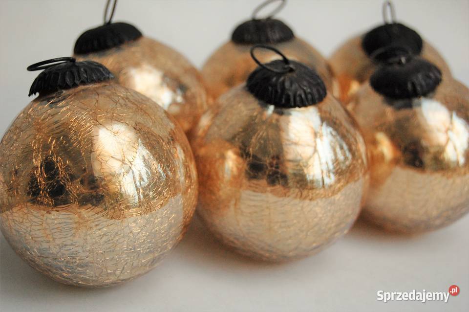 Złote bombki Craquele Kaemingk 6 lodowe szkło Lublin