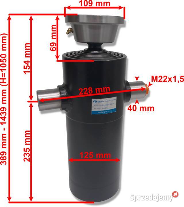 Siłownik TELESKOP 1050mm 8T WYWRÓT 3 STR Solec Kujawski