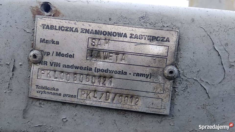 Przyczepa Laweta typ sam Rok produkcji 2006 Olszówka