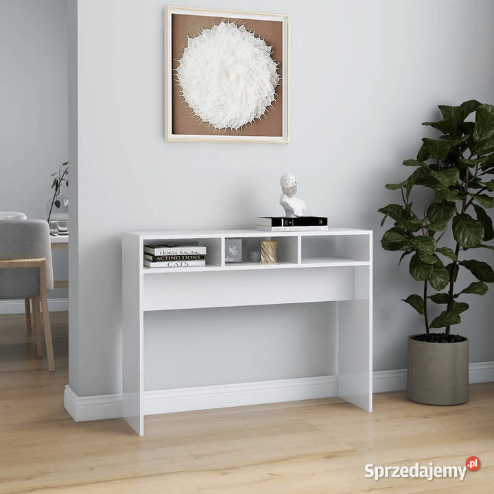 Stolik konsolowy biały wysoki połysk 105x30x80 Warszawa