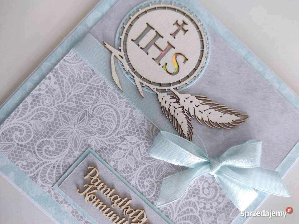 Kartka ręcznie robiona na Komunię Świętą kłosy Łódź