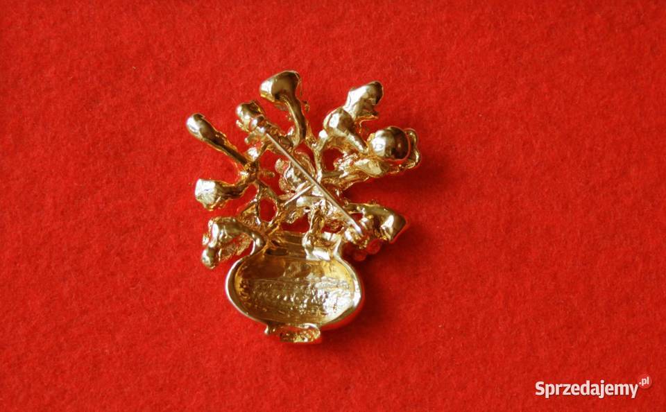 Stara angielska broszka wazonik z kwiatami