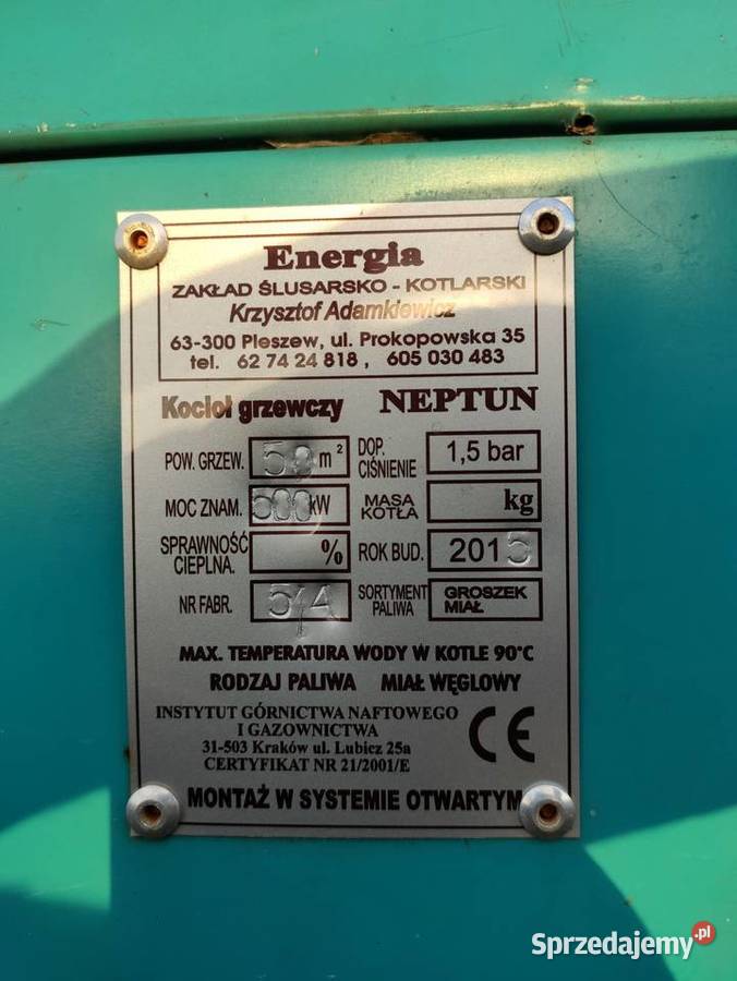 Piec kocioł grzewczy 500 kw mazowieckie Drobin