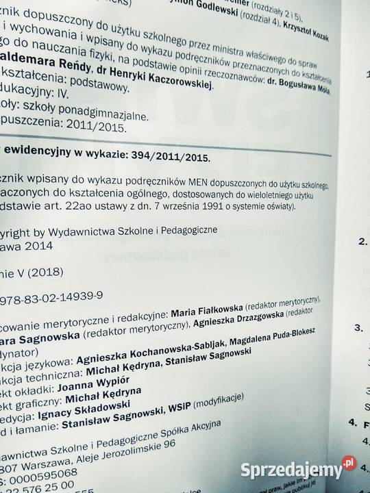 Świat fizyki 2015 podręcznik szkolne unikatowe Antykwariat Warszawa