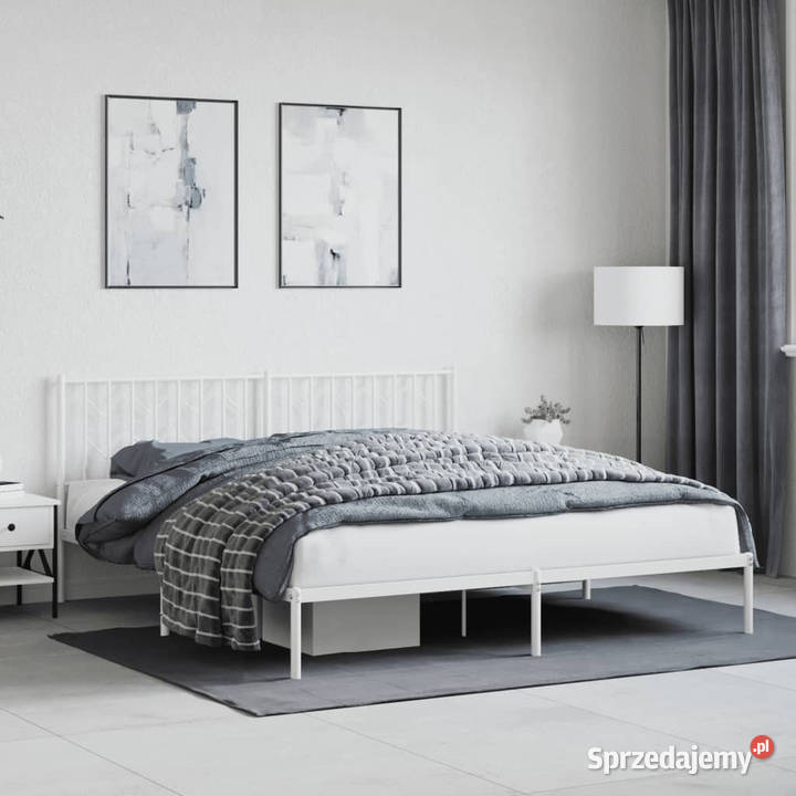 Łóżko Metalowe Białe Rama Łóżka Ze Stelażem 187cm Warszawa