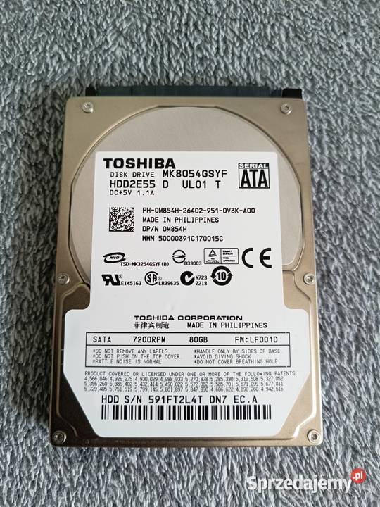 Dysk twardy Toshiba 80GB 25 laptop itp 2,5”