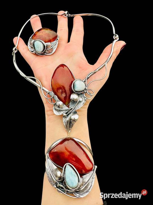 Komplet bizuterii srebro 925 bursztyn bałtycki srebro pomorskie Pomlewo