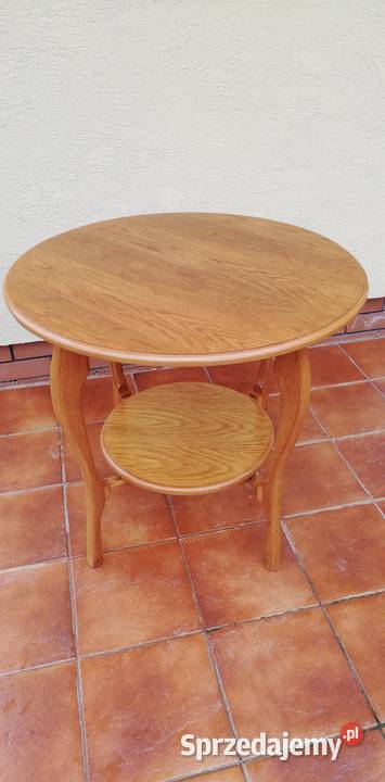 Stolik okrągły kawowy okolicznościowy drewniany ława stół