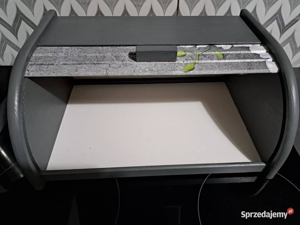 Chlebak szary orchidea grafit drewniany handmade