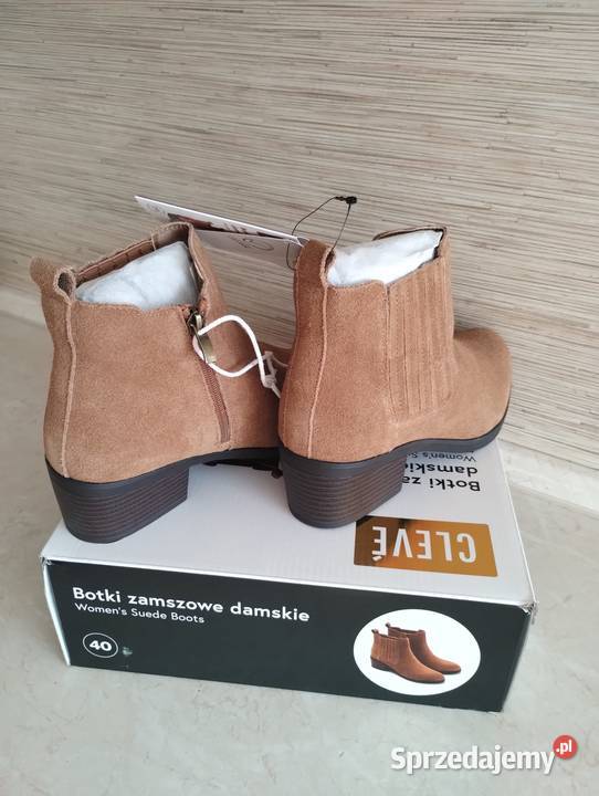 NOWE Buty damskie zamszowe botki JASNY BRĄŻ Zabrze