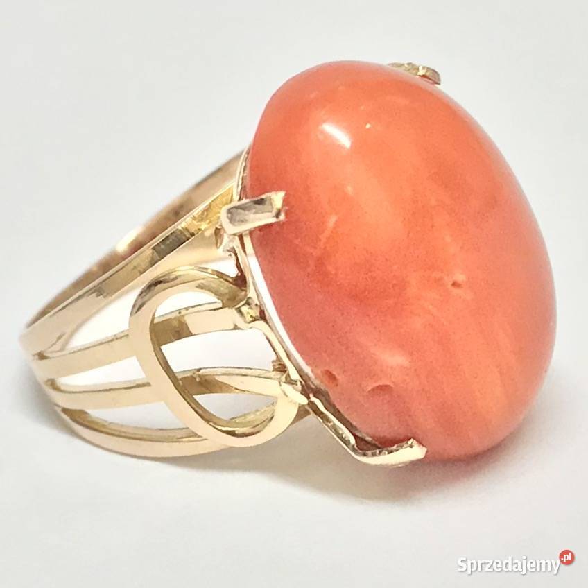Złoty PIERŚCIONEK z KORALEM 750 18K egipski Pierścionki Warszawa