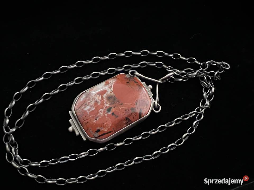 Srebrny wisior z kamieniem jaspis czerwony Warszawa