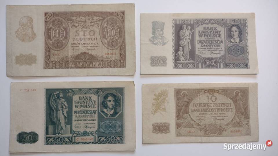 Banknoty 100 rubli 100 yen Bank Emisyjny 10 20 lubelskie sprzedam