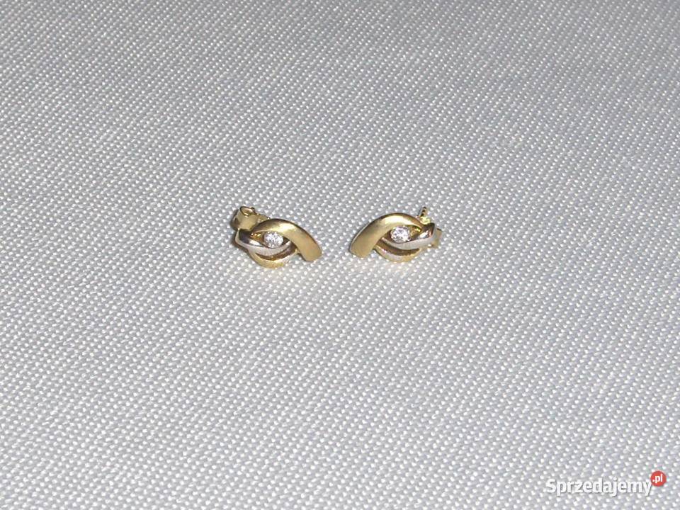 Dwukolorowe złote 585 kolczykiwkręty z Kolczyki Łódź