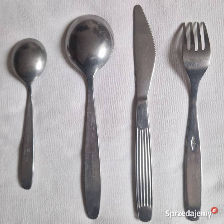 4 sztućce Gerlach wzór paski PRL niezbędnik Warszawa