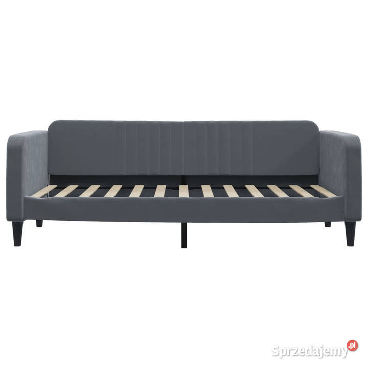 Sofa z materacem do spania ciemnoszara aksamit