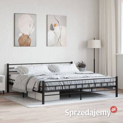 vidaXL Rama łóżka czarna stalowa 200 x 200 mazowieckie Warszawa