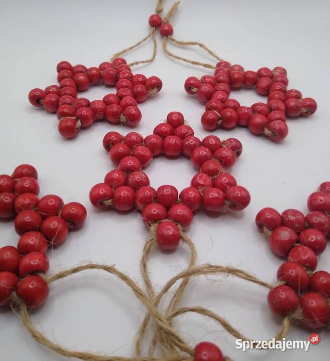 Zestaw 5 drewnianych koralikowych gwiazdek Gdańsk